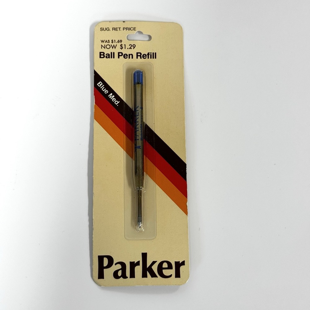Vintage NEW Parker Original Ball Pen Refill Metal Blue Medium NOS